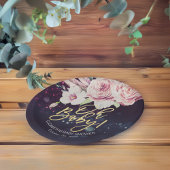 Babydusche Boho Blumenzather Lila Bokeh Light Pappteller