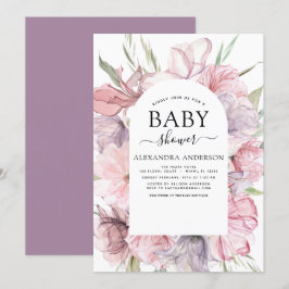 Babydusche Boho Dusty Pink Lila Einladung
