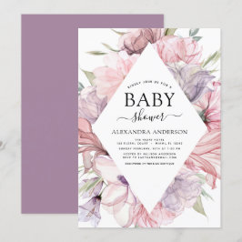 Babydusche Boho Dusty Pink Lila Einladung