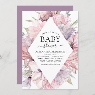 Babydusche Boho Dusty Pink Lila Einladung