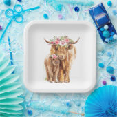 Babydusche Boho Highland Calf Pappteller (Party)