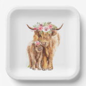 Babydusche Boho Highland Calf Pappteller (Vorderseite)