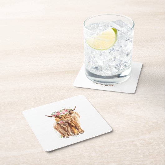 Babydusche Boho Highland Calf Rechteckiger Pappuntersetzer (Vor Ort)