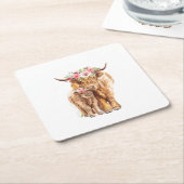 Babydusche Boho Highland Calf Rechteckiger Pappuntersetzer (angewinkelt)