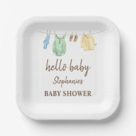 Babydusche Boho Kleidung Line Hallo Baby Pappteller
