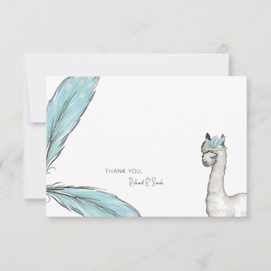 Babydusche Boho Llama Custom Vielen Dank Dankeskarte (Vorderseite)