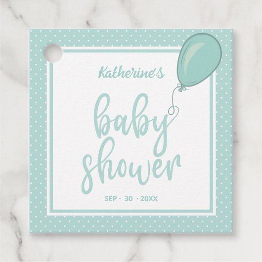 Babydusche BOHO Minze Grün Geschlecht neutral Geschenkanhänger (Vorderseite)