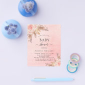 Babydusche Boho Pampas Gras rot Rosa Budget Flyer (Einzeln)