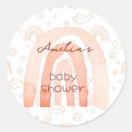 Babydusche Boho Peachy Weather 2 Runder Aufkleber
