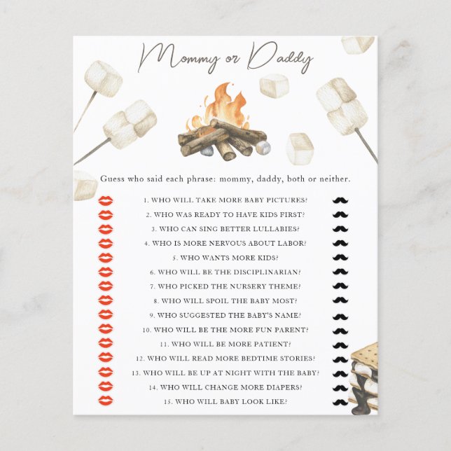 Babydusche Bonfire - Mama- oder Papadi-Spiel (Vorderseite)