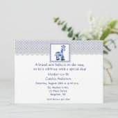 Babydusche Boy Blue Giraffe Einladung (Stehend Vorderseite)