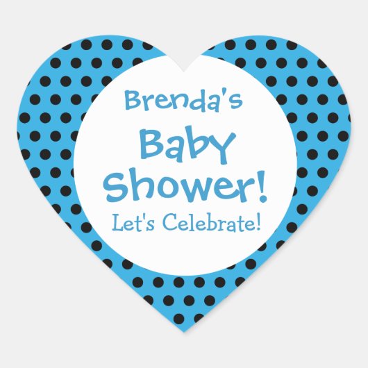 Babydusche BOY Blue Polka Dot Pattern V3B Herz-Aufkleber (Vorderseite)