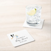 Babydusche Boy Blue White Storch Rechteckiger Pappuntersetzer (Vor Ort)