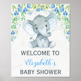 Babydusche Boy Elephant Begrüßung Schild Blue Flor