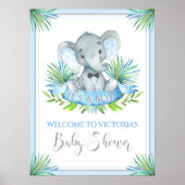 Babydusche Boy Elephant Begrüßungszeichen Poster (Vorne)