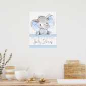 Babydusche Boy Elephant Begrüßungszeichen Poster (Küche)