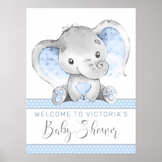 Babydusche Boy Elephant Begrüßungszeichen Poster (Vorne)