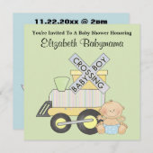 Babydusche Boy Train Crossing Decorative Design Einladung (Vorne/Hinten)
