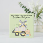 Babydusche Boy Train Crossing Decorative Design Einladung (Stehend Vorderseite)