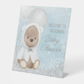 Babydusche "Boy Winter Bear" Begrüßungsschild Sockelschild (Vorderseite)
