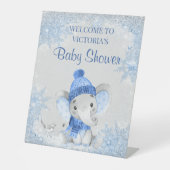 Babydusche "Boy Winter Elephant" Begrüßungszeichen Sockelschild (Vorderseite)