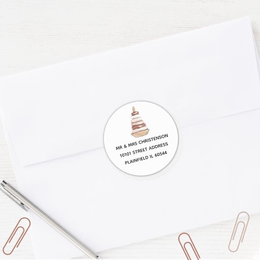 Babydusche Braun und Vintager Klingelspielzeug-Adr Runder Aufkleber