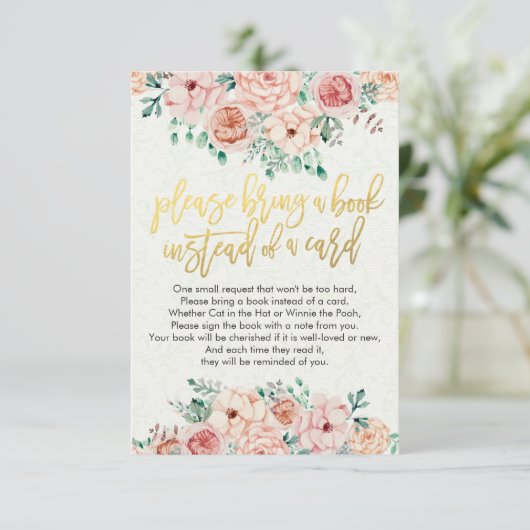 Babydusche bringen Sie bitte ein Buch anstelle ein Einladung (Stehend Vorderseite)