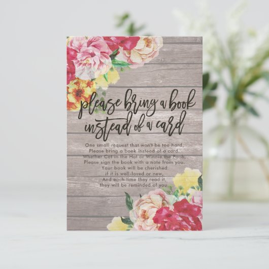 Babydusche bringen Sie bitte ein Buch anstelle ein Einladung (Stehend Vorderseite)