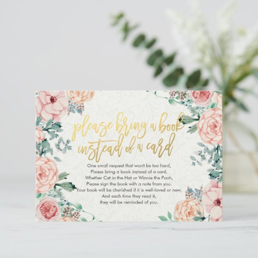 Babydusche bringen Sie bitte ein Buch anstelle ein Einladung (Stehend Vorderseite)