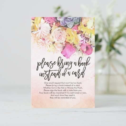 Babydusche bringen Sie bitte ein Buch anstelle ein Einladung (Stehend Vorderseite)