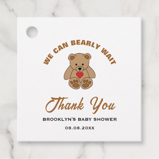Babydusche Brown Teddy Bär wir können frühzeitig w Geschenkanhänger (Vorderseite)