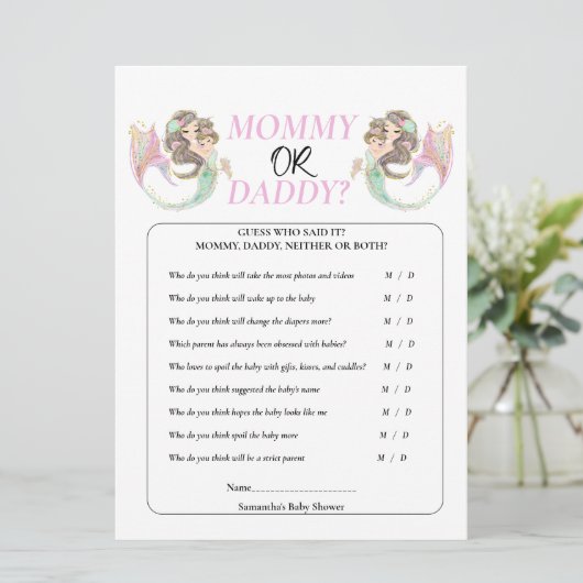 Babydusche Brpwn Meerjungfrau unter dem Meer. Einladung (Stehend Vorderseite)