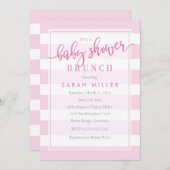 Babydusche Brunch Einladung Streifen Girl (Vorne/Hinten)