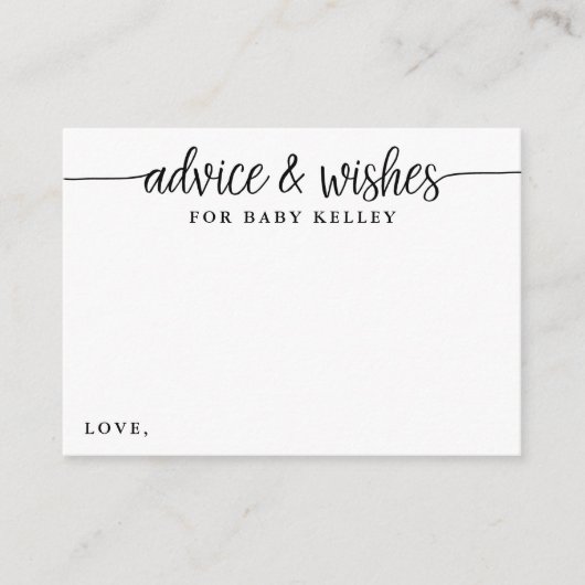 Babydusche Brush Script Babyberatungskarte Begleitkarte (Vorderseite)