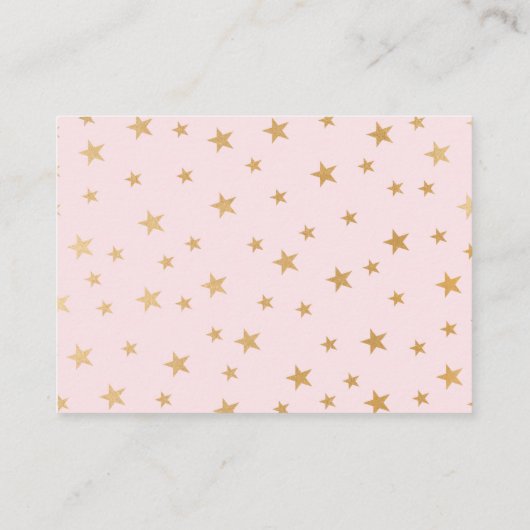 Babydusche Buchanfrage, Rosa goldene Sterne Begleitkarte (Rückseite)
