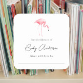 Babydusche Buchzeichen flamingo Quadratischer Aufkleber