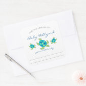 Babydusche Buchzeichen / Meeresschildkröten Quadratischer Aufkleber (Umschlag)