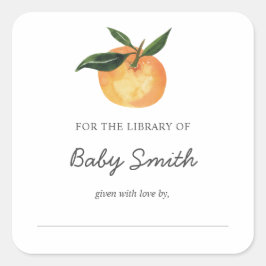 Babydusche Buchzeichen Orange Aufkleber