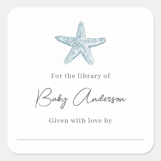 Babydusche Buchzeichen Quadratischer Aufkleber (Vorderseite)