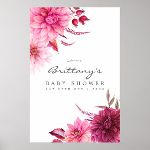 Babydusche Burgund und Blush Herzlich Willkommen Poster