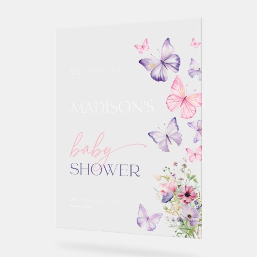 Babydusche Butterfly Akryllisches Begrüßungszeiche Acrylschild (Winkel)