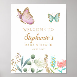 Babydusche Butterfly Begrüßungszeichen Poster