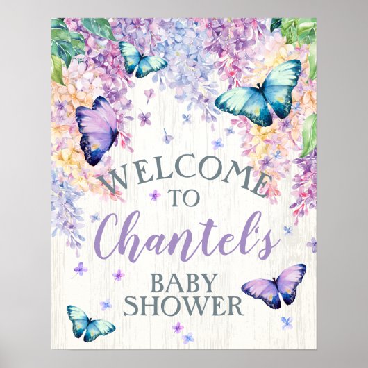 Babydusche Butterfly Begrüßungszeichen Poster (Vorne)