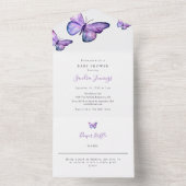 Babydusche Butterfly Elegant Minimalistisch einfac All In One Einladung (Innen Boden)