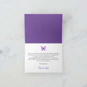 Babydusche Butterfly Elegantes Lila Blumenmuster Dankeskarte (Innenseite)