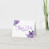 Babydusche Butterfly Elegantes Lila Blumenmuster Dankeskarte (Vorderseite)