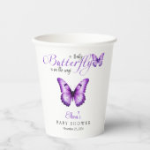 Babydusche Butterfly Elegantes Lila Blumenmuster Pappbecher (Vorderseite)
