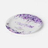 Babydusche Butterfly Elegantes Lila Blumenmuster Pappteller (Schrägansicht)