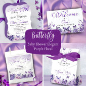 Babydusche Butterfly Elegantes Lila Blumenmuster Serviette