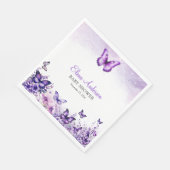 Babydusche Butterfly Elegantes Lila Blumenmuster Serviette (Ecke)
